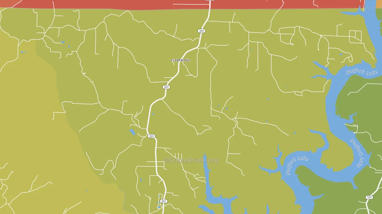 Clarkridge, AR Map of Burglary Rates