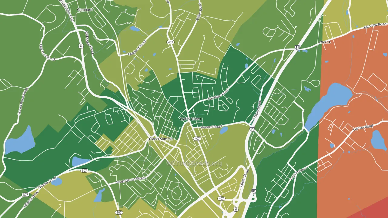 Clarks Green, PA Map of Burglary Rates
