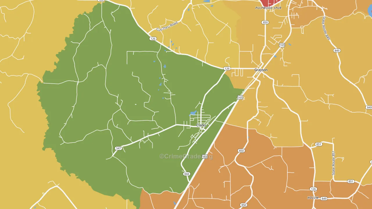 Clarks, LA Map of Burglary Rates