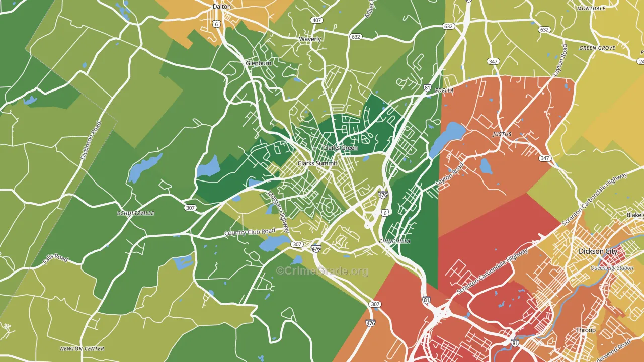 Clarks Summit, PA Map of Burglary Rates