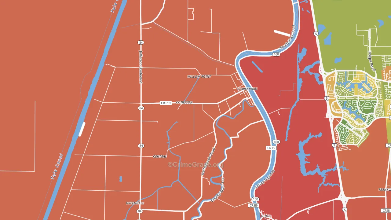 Clarksburg, CA Map of Burglary Rates