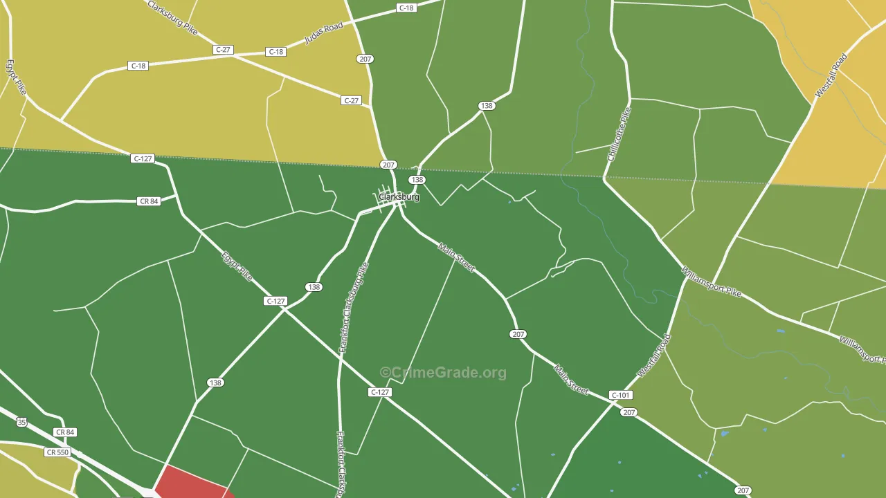 Clarksburg, OH Map of Burglary Rates