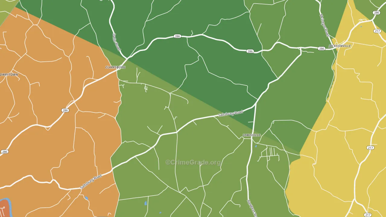 Clarksburg, PA Map of Burglary Rates