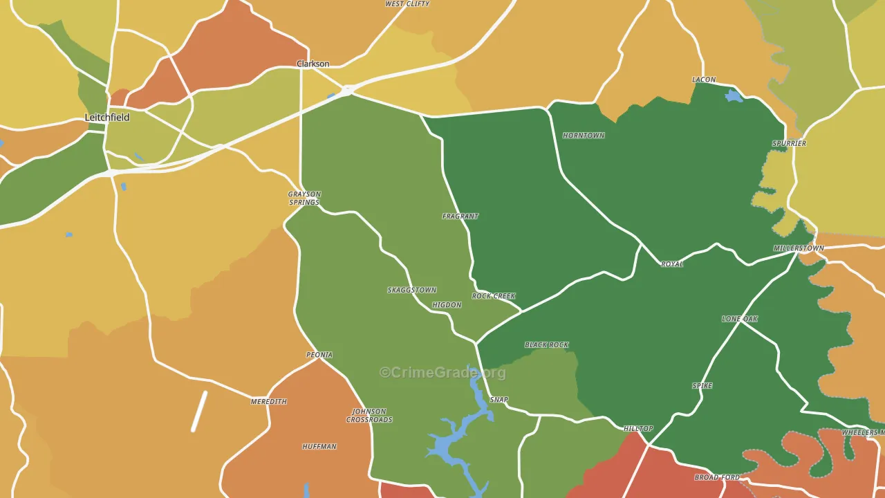Clarkson, KY Map of Burglary Rates