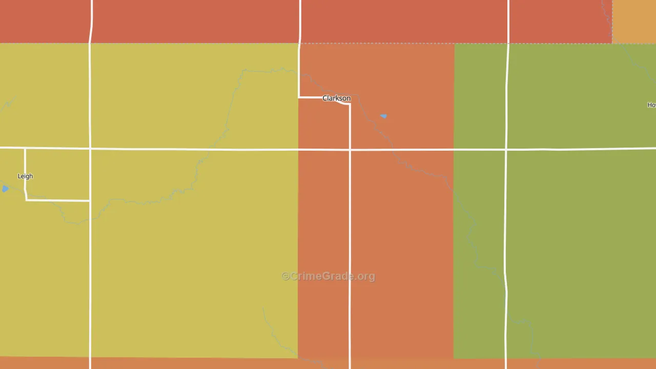 Clarkson, NE Map of Burglary Rates