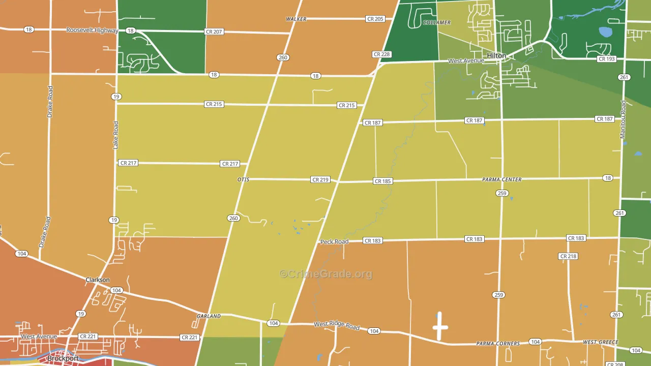 Clarkson, NY Map of Burglary Rates