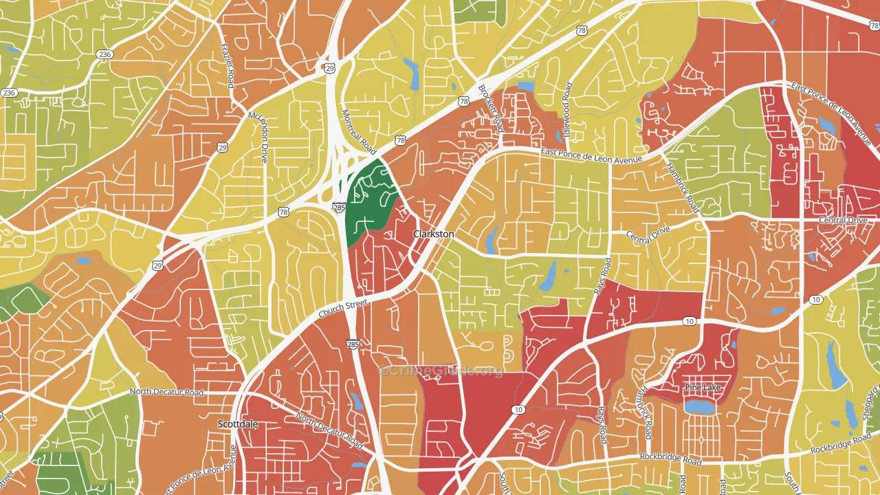 Clarkston, GA Map of Burglary Rates