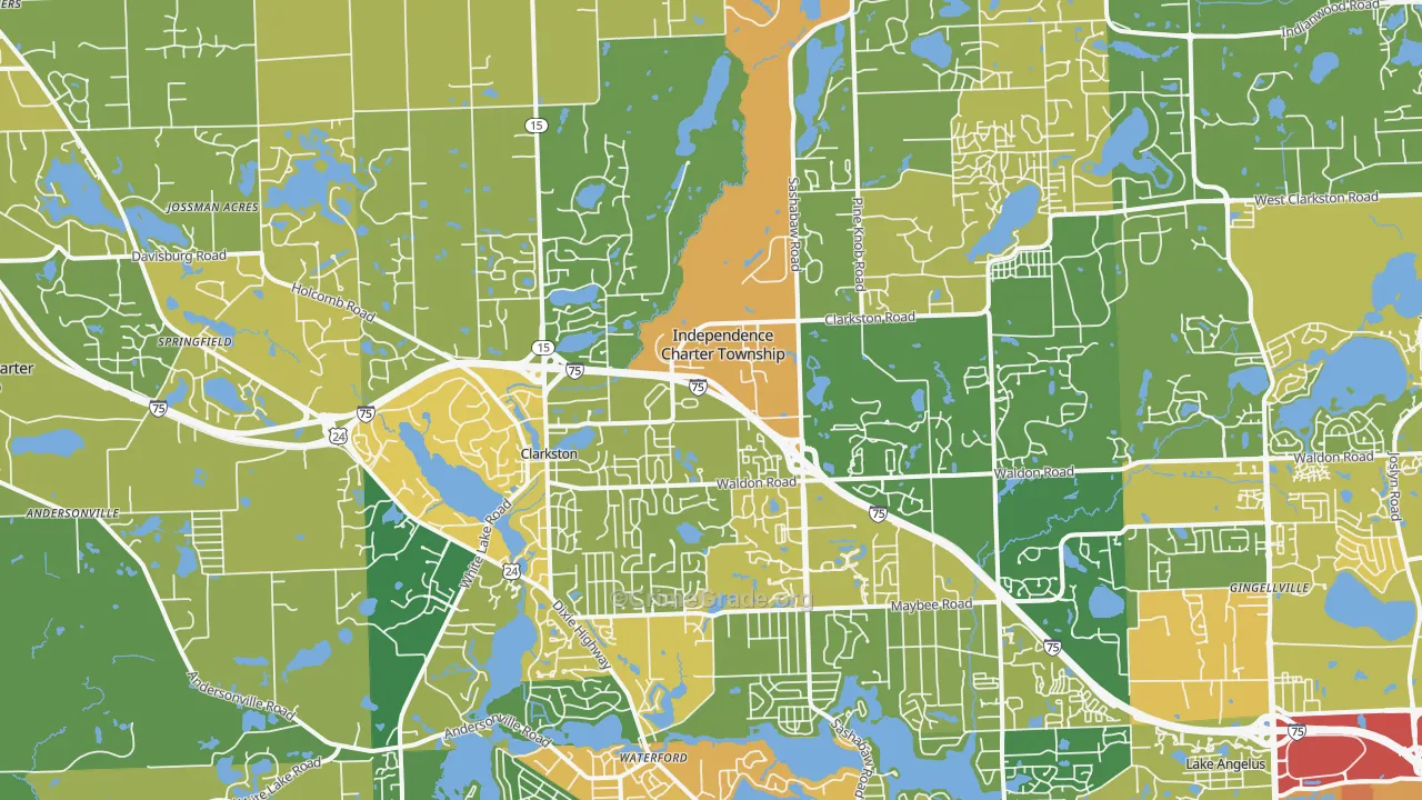 Clarkston, MI Map of Burglary Rates