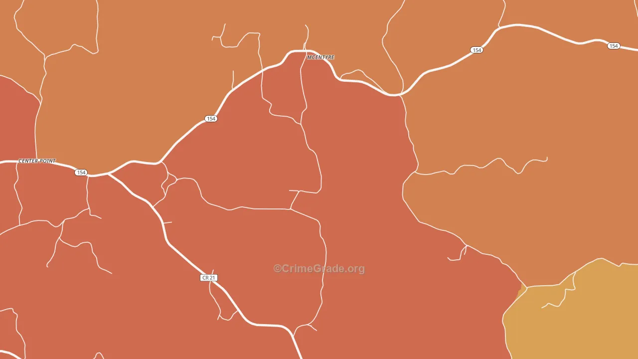 Clarksville, AL Map of Burglary Rates