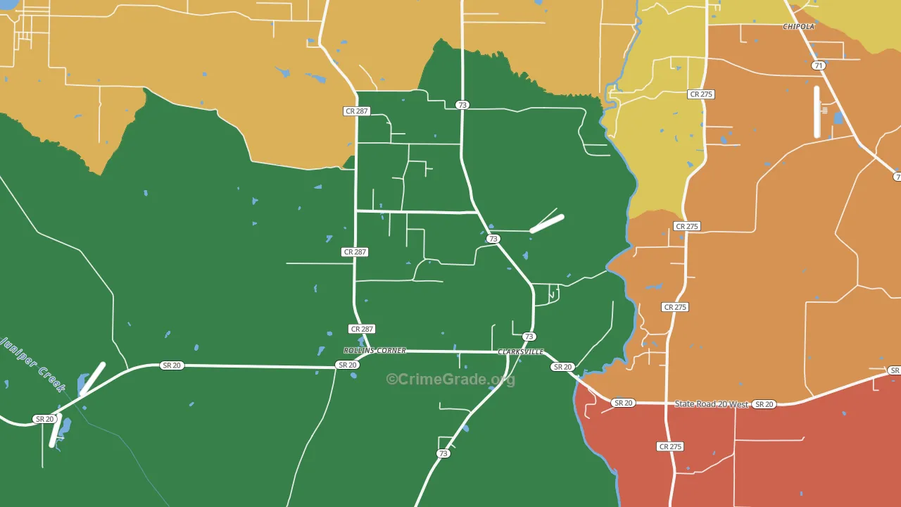Clarksville, FL Map of Burglary Rates