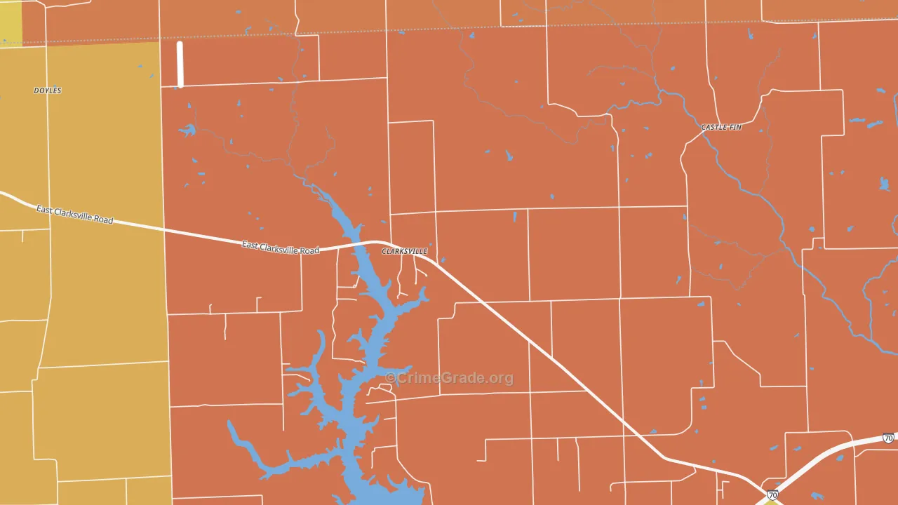 Clarksville, IL Map of Burglary Rates