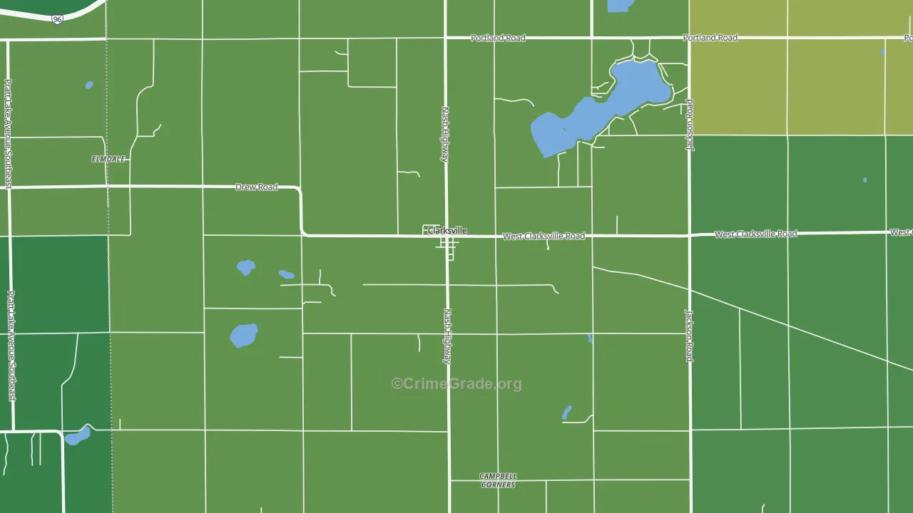 Clarksville, MI Map of Burglary Rates