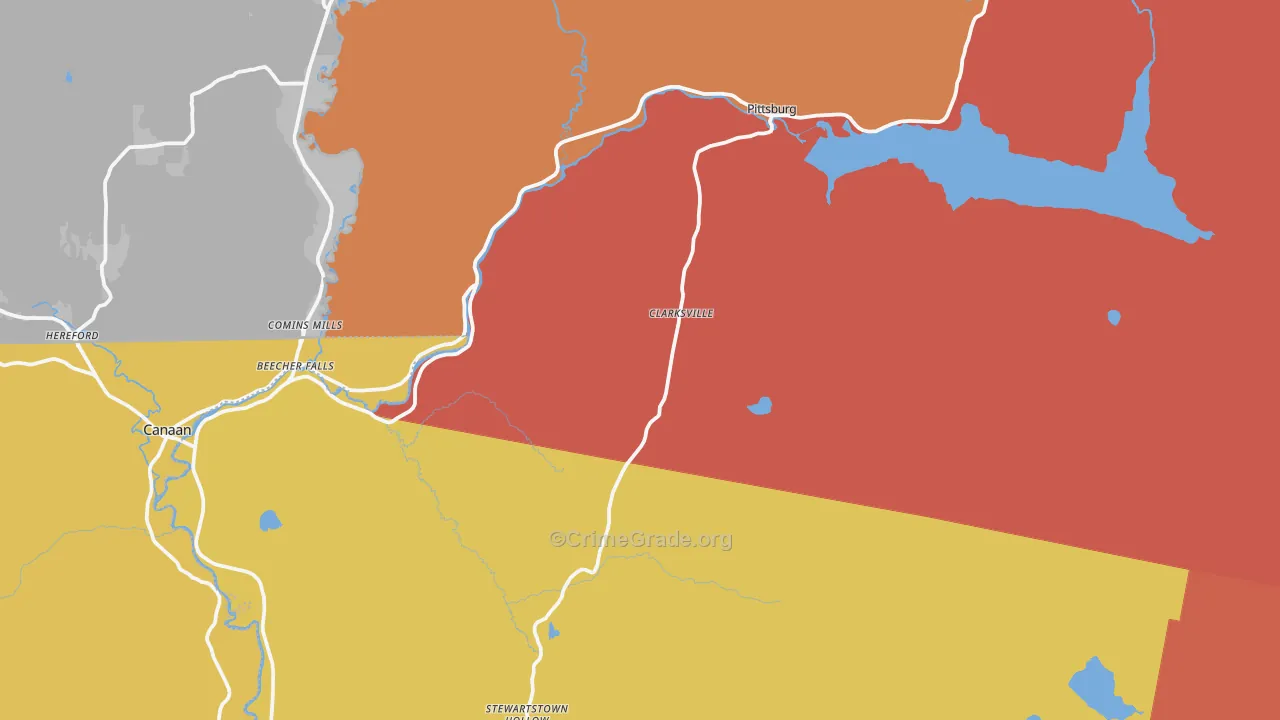 Clarksville, NH Map of Burglary Rates