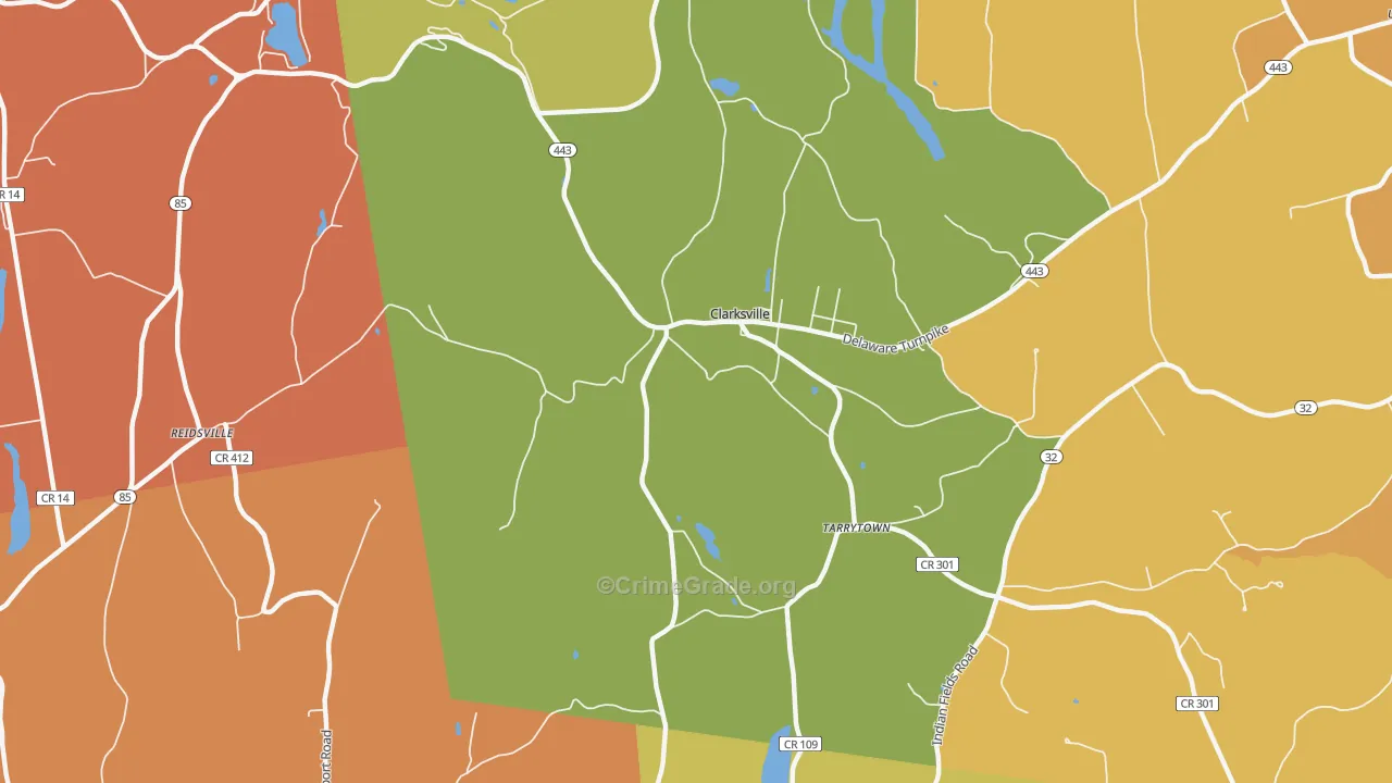 Clarksville, NY Map of Burglary Rates