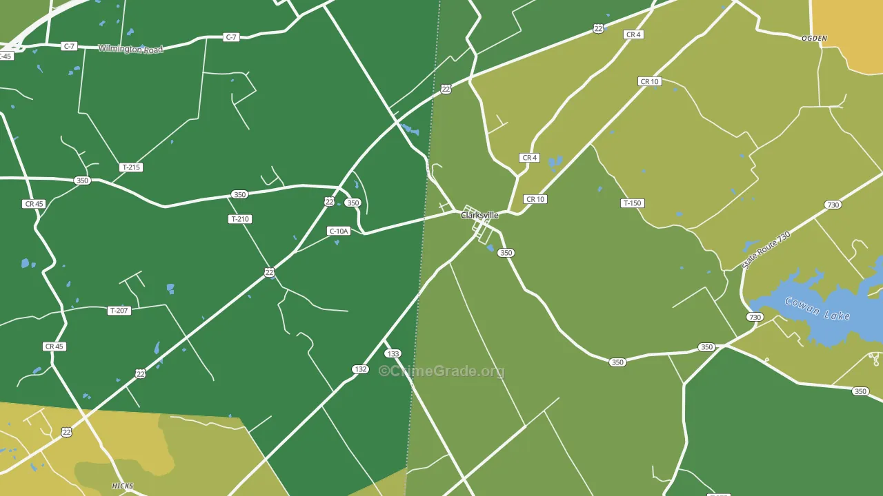 Clarksville, OH Map of Burglary Rates