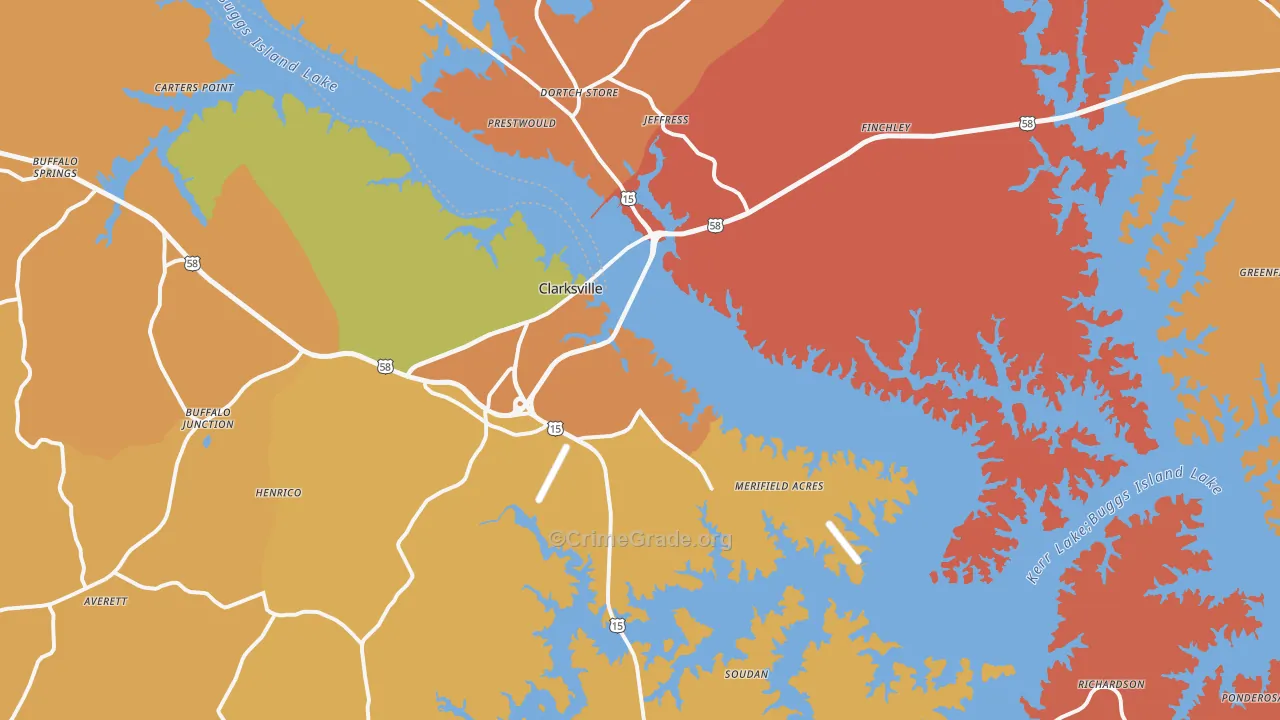 Clarksville, VA Map of Burglary Rates