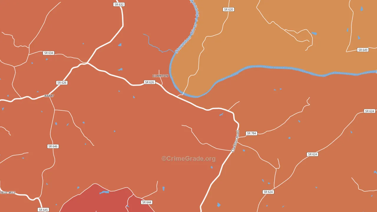 Clarkton, VA Map of Burglary Rates
