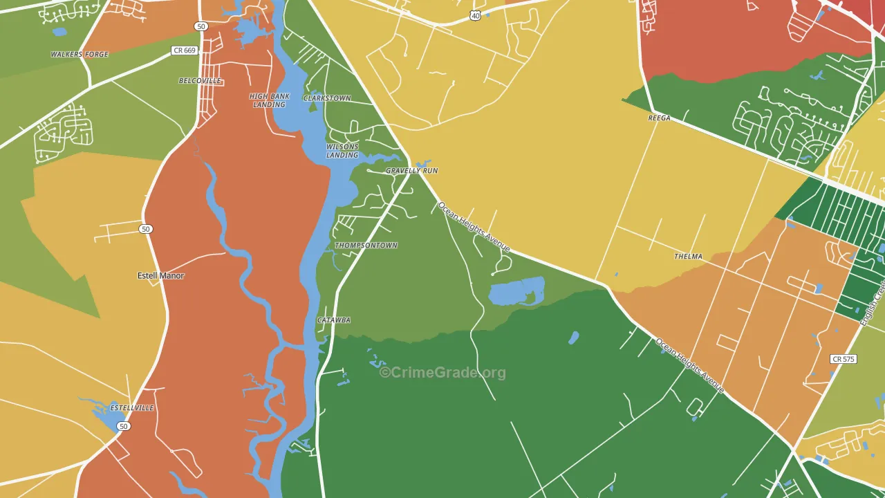 Clarktown, NJ Map of Burglary Rates