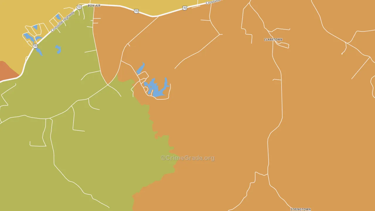 Clarktown, TN Map of Burglary Rates