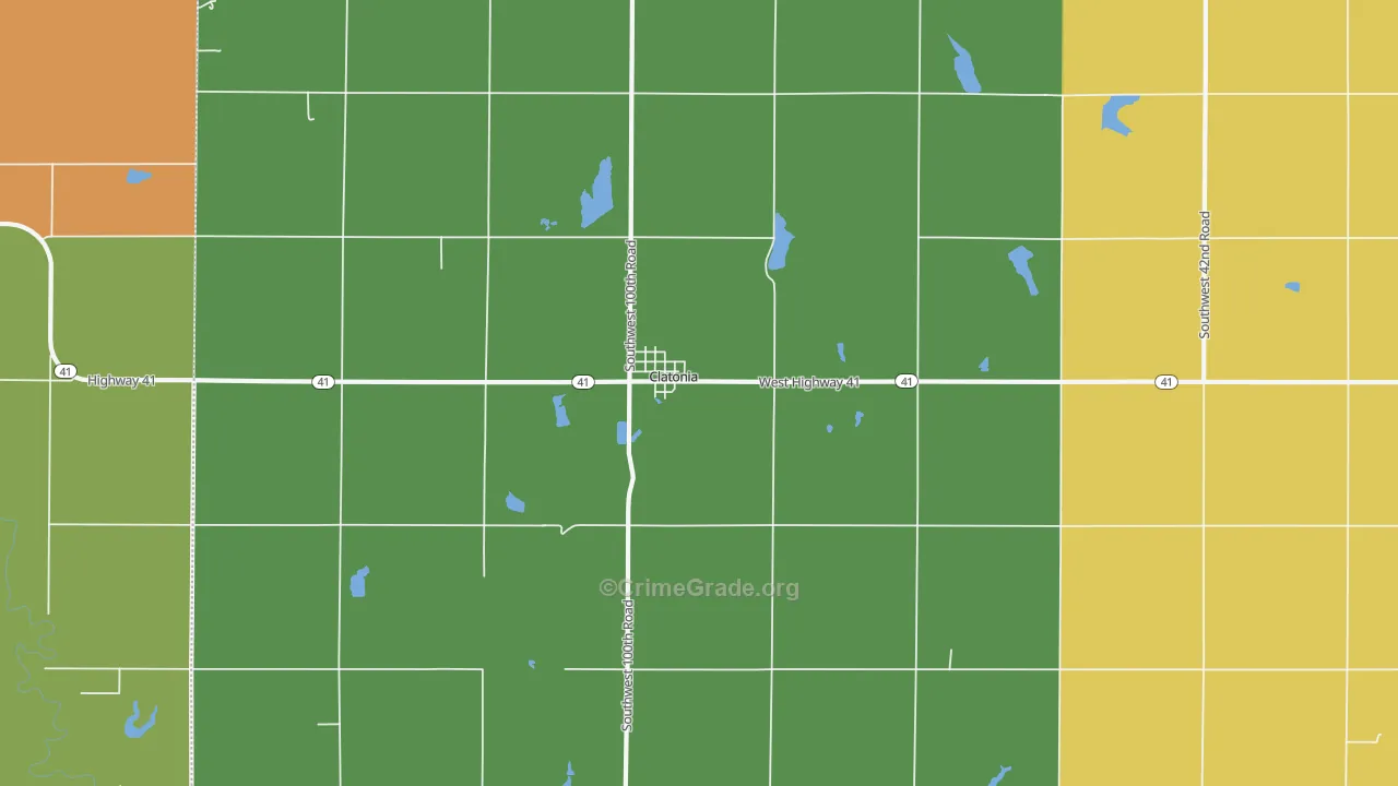 Clatonia, NE Map of Burglary Rates