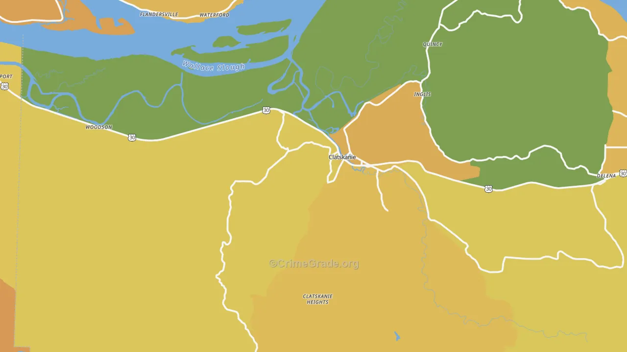 Clatskanie, OR Map of Burglary Rates