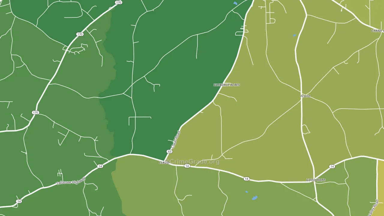 Claud, AL Map of Burglary Rates