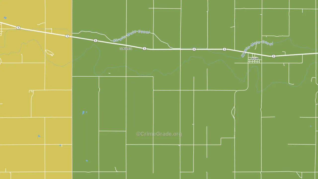 Claudell, KS Map of Burglary Rates