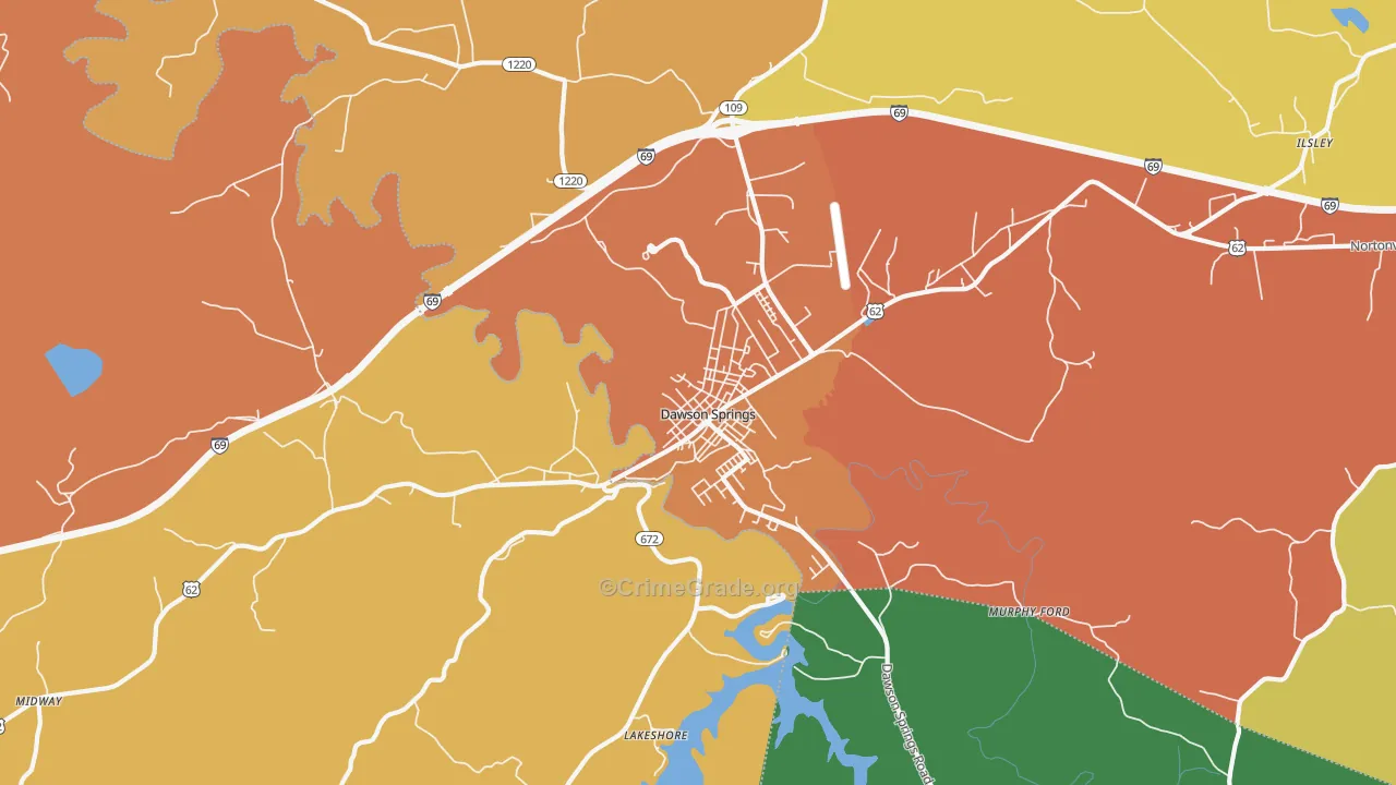 Claxton, KY Map of Burglary Rates