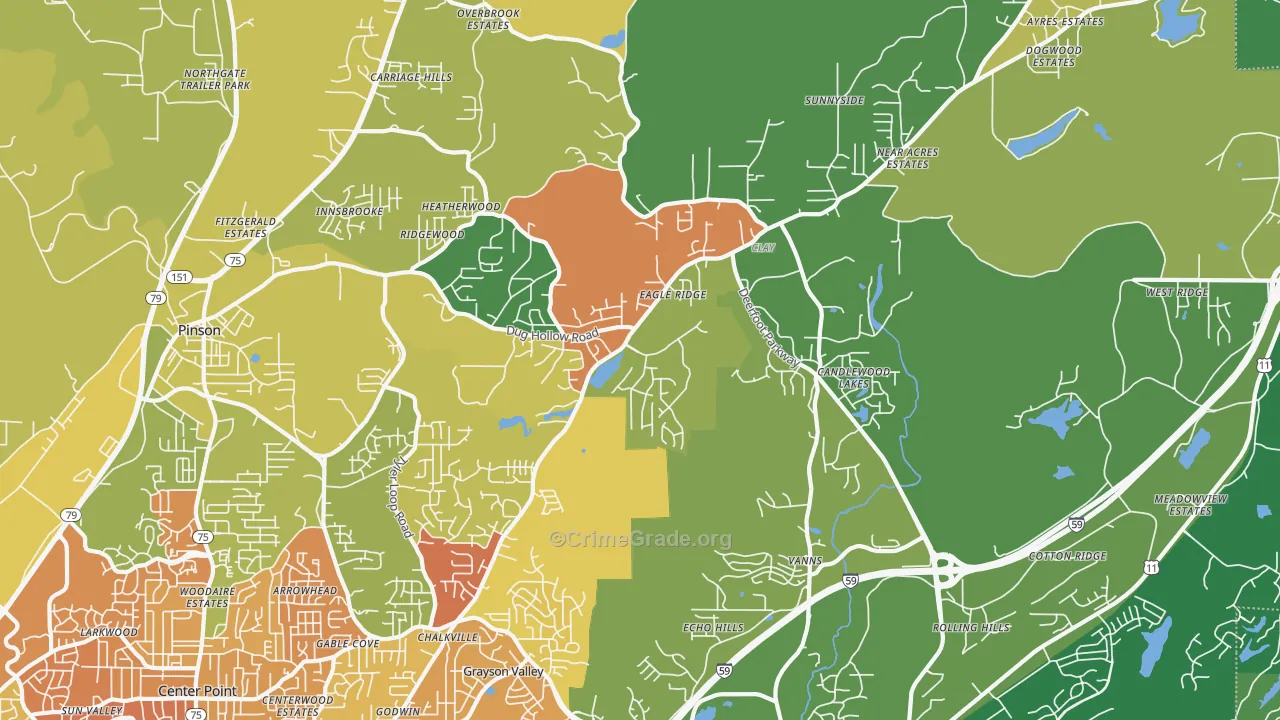 Clay, AL Map of Burglary Rates