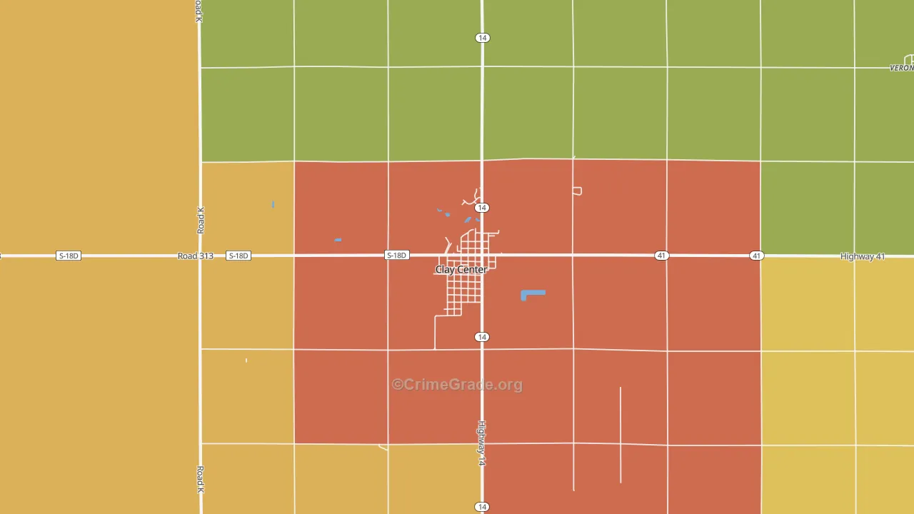 Clay Center, NE Map of Burglary Rates