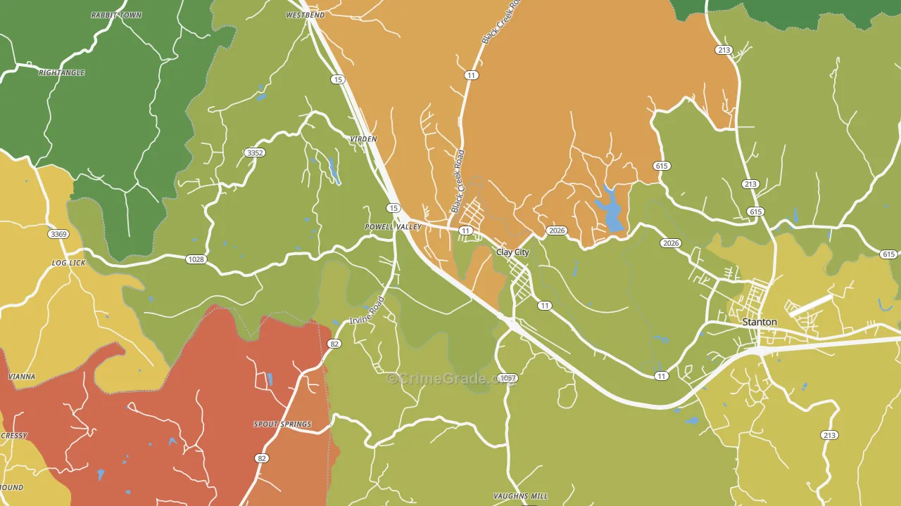 Clay City, KY Map of Burglary Rates