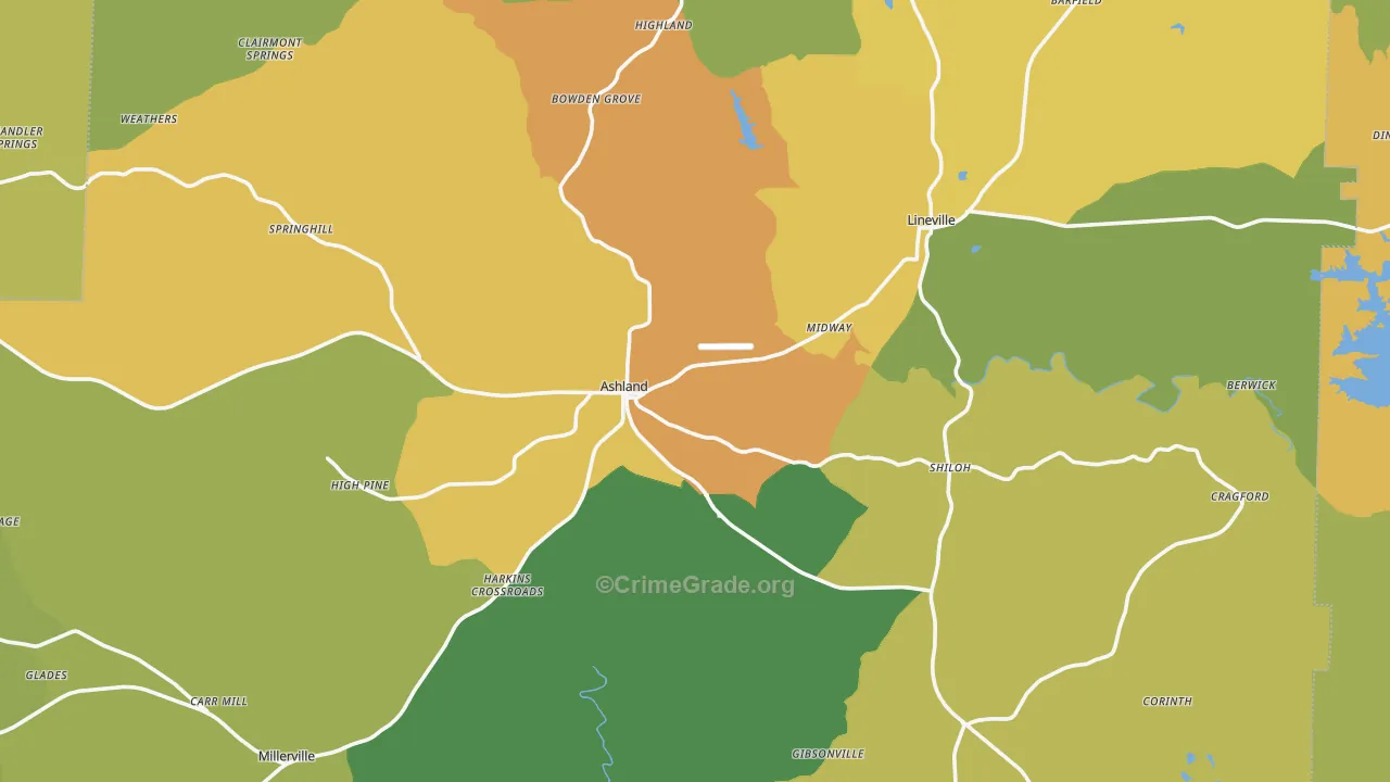Clay County, AL Map of Burglary Rates