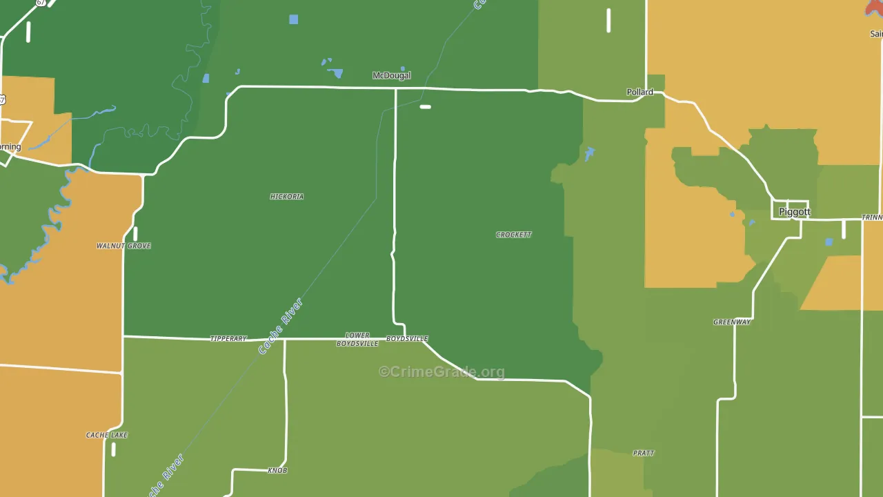 Clay County, AR Map of Burglary Rates