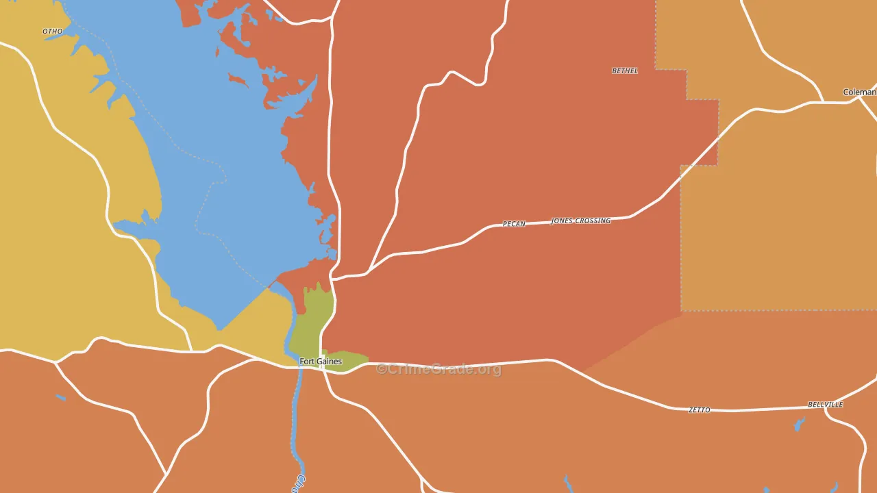 Clay County, GA Map of Burglary Rates