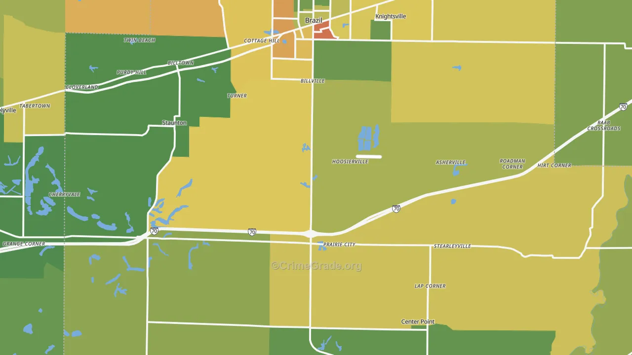 Clay County, IN Map of Burglary Rates