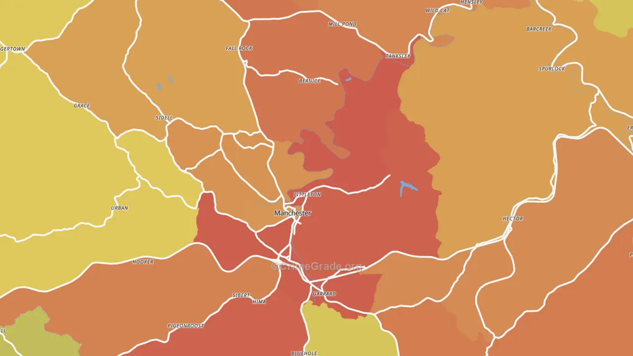 Clay County, KY Map of Burglary Rates