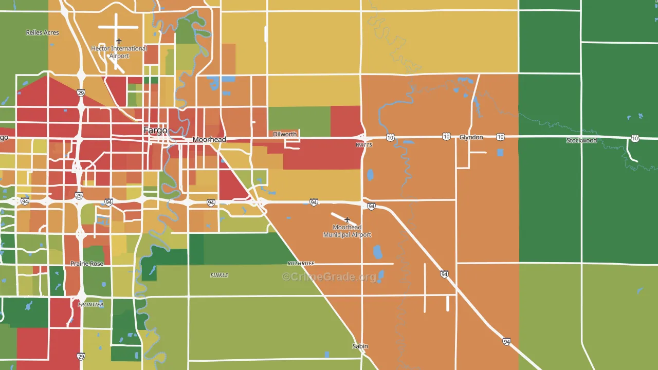 Clay County, MN Map of Burglary Rates