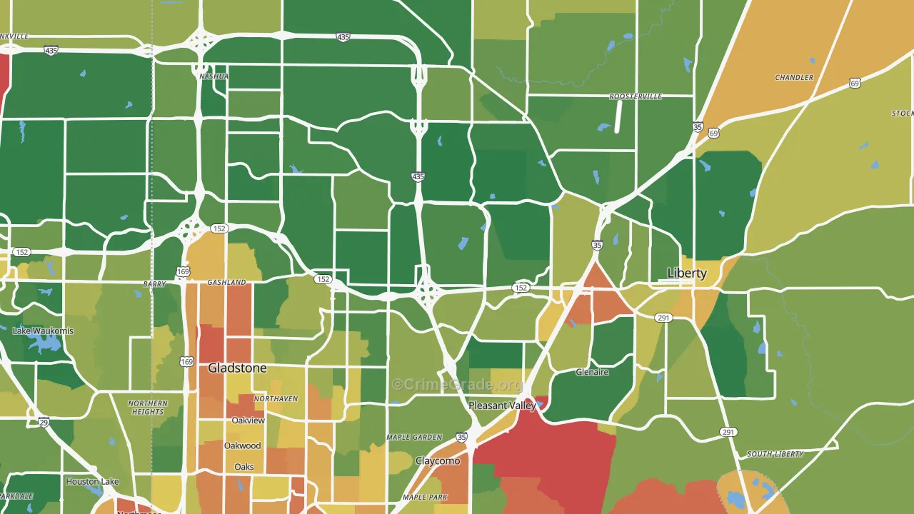 Clay County, MO Map of Burglary Rates