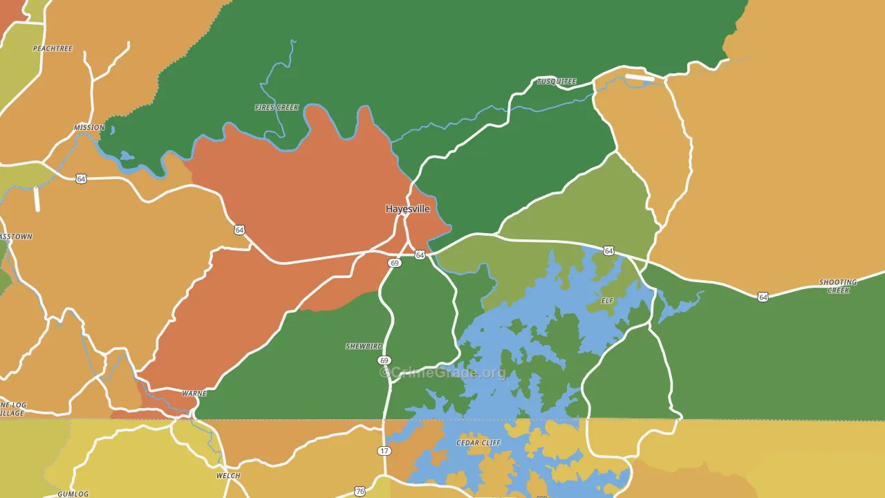 Clay County, NC Map of Burglary Rates