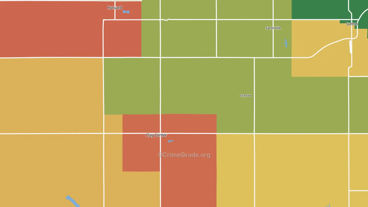 Clay County, NE Map of Burglary Rates