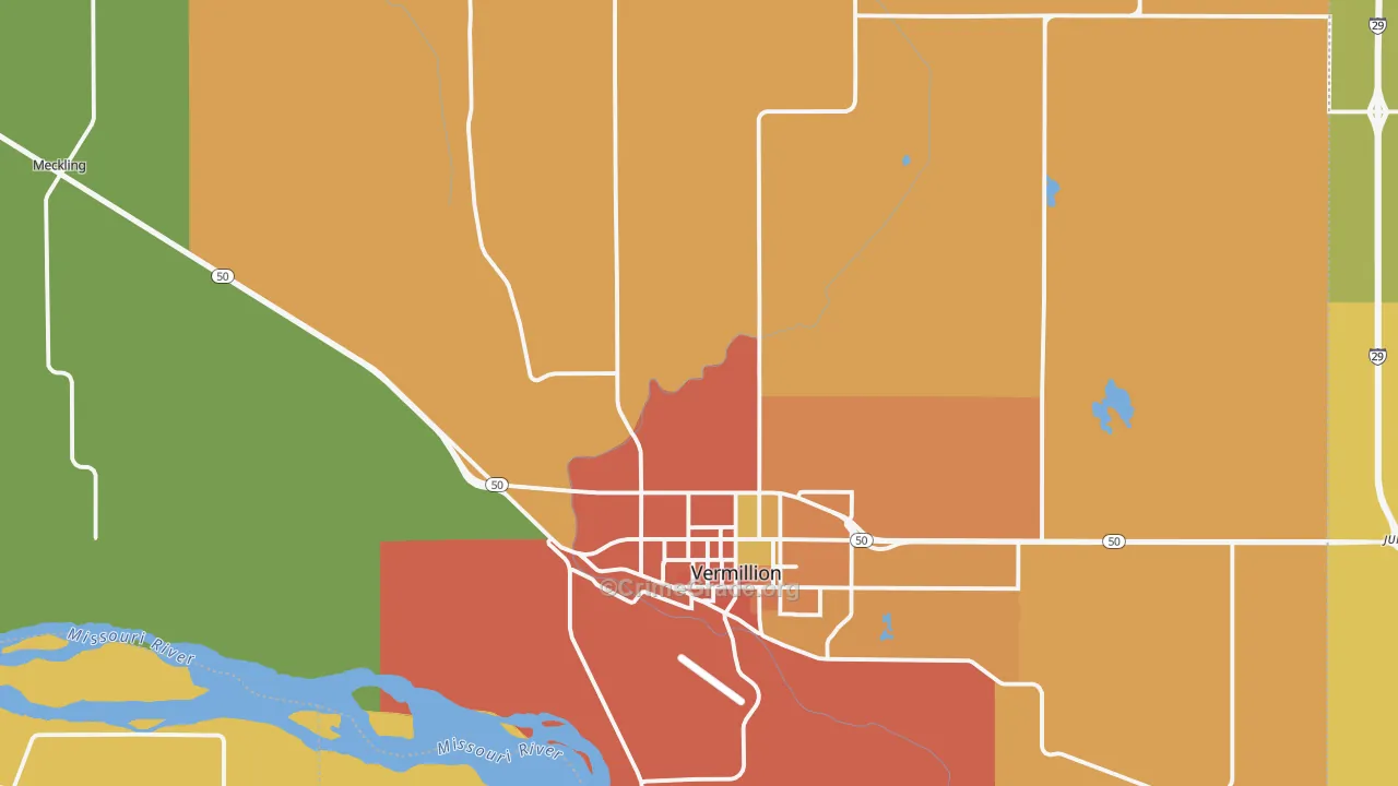 Clay County, SD Map of Burglary Rates