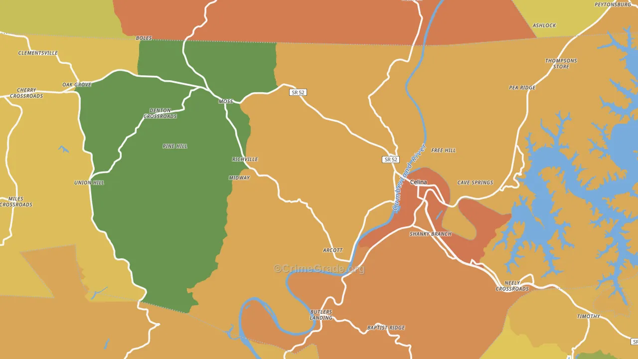 Clay County, TN Map of Burglary Rates