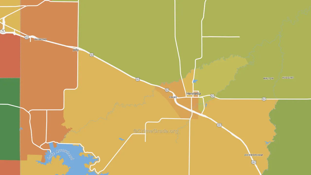 Clay County, TX Map of Burglary Rates