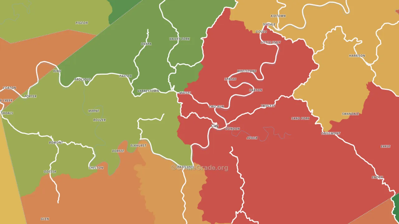 Clay County, WV Map of Burglary Rates