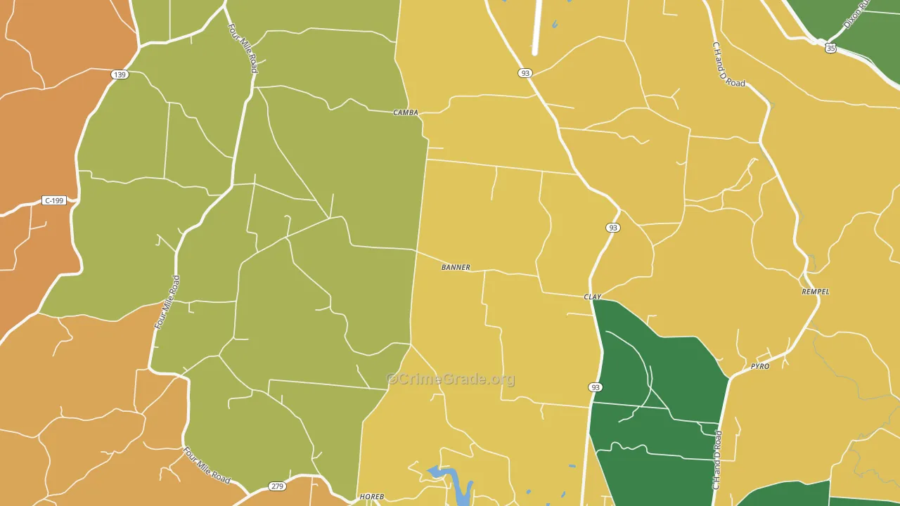 Clay, OH Map of Burglary Rates