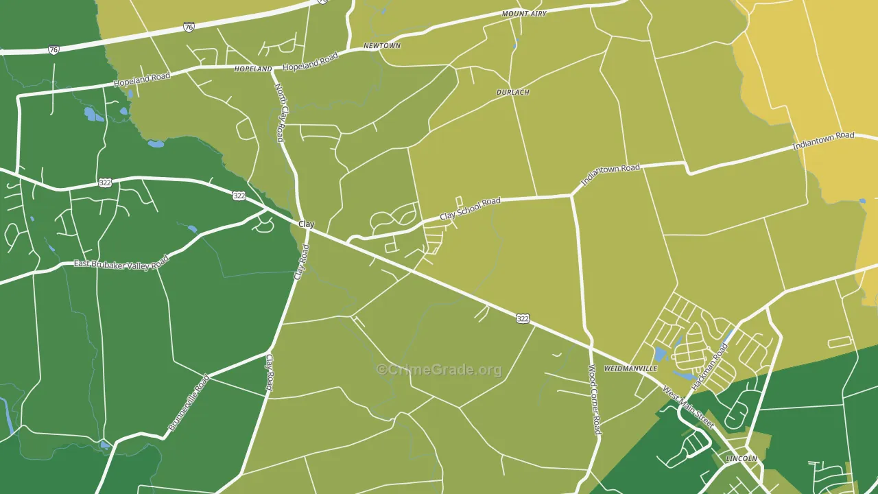 Clay, PA Map of Burglary Rates