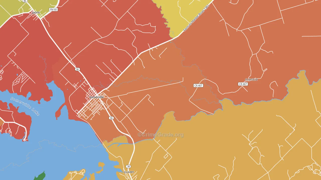 Clay, TX Map of Burglary Rates