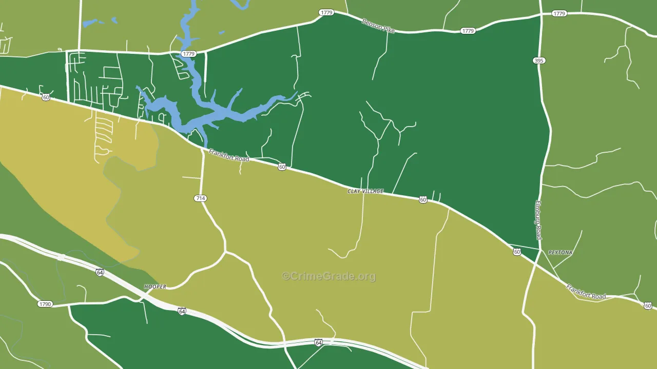 Clay Village, KY Map of Burglary Rates