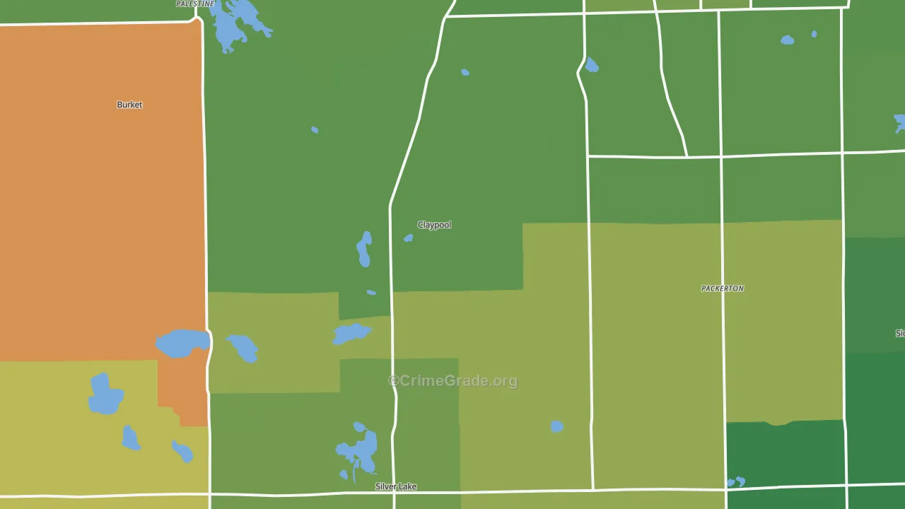Claypool, IN Map of Burglary Rates