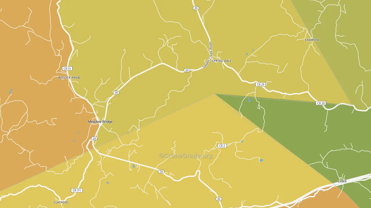 Claypool, WV Map of Burglary Rates